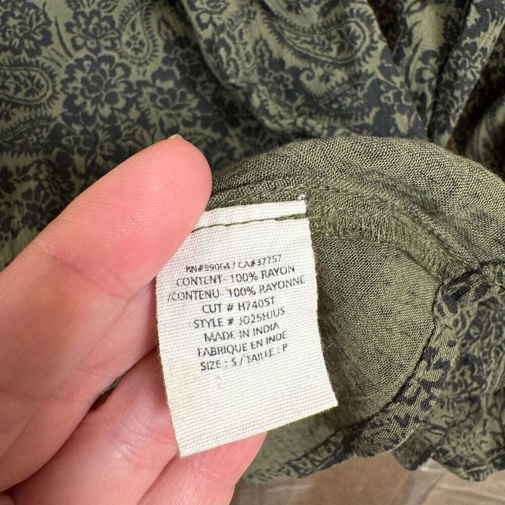 Billabong Olive Green Black Paisley Boho Tunic Mini Dress Small - Picture 6 of 10